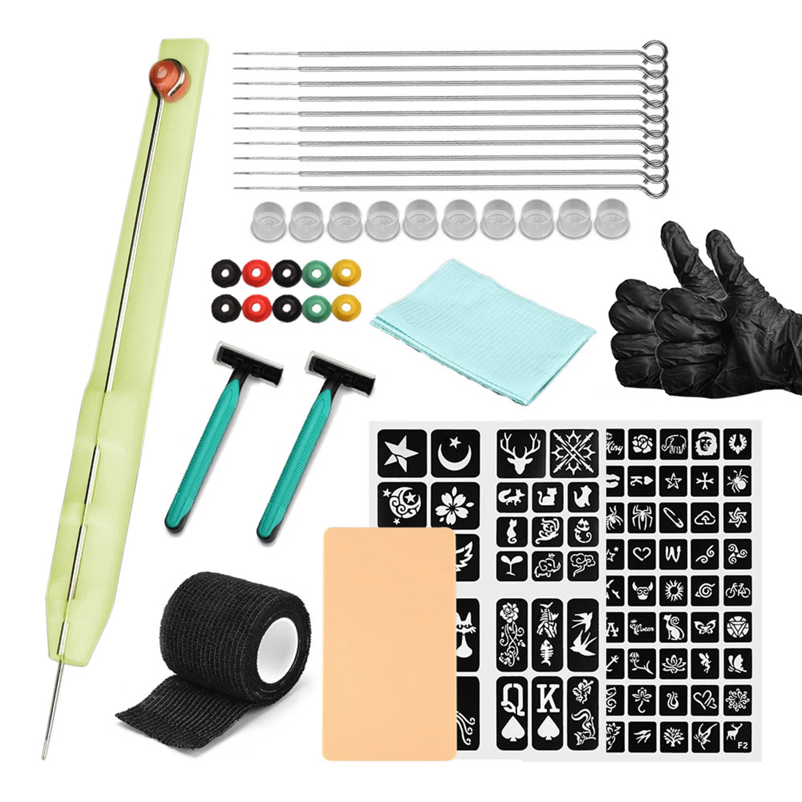 Hand Poke Stick Tattoo Kit DIY Tattoo Supply Ink Gloves Inkbox Tattoo Needles Set 3RL / 5RL / 7RL / 9RL Needles for tattoo