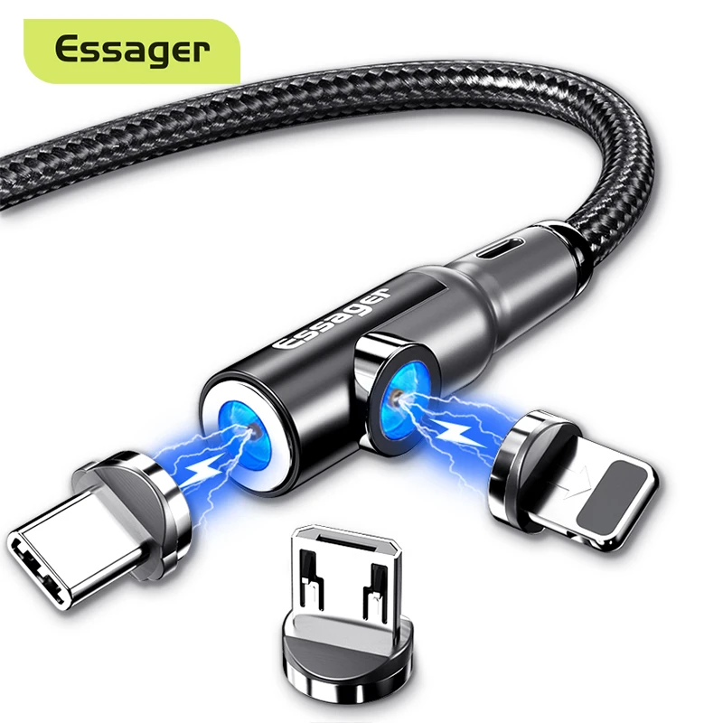 Essager Magnetic Cable For iPhone Samsung Xiaomi Micro USB Wire Cord Fast Charging Magnet Charger USB Type C Mobile Phone Cable