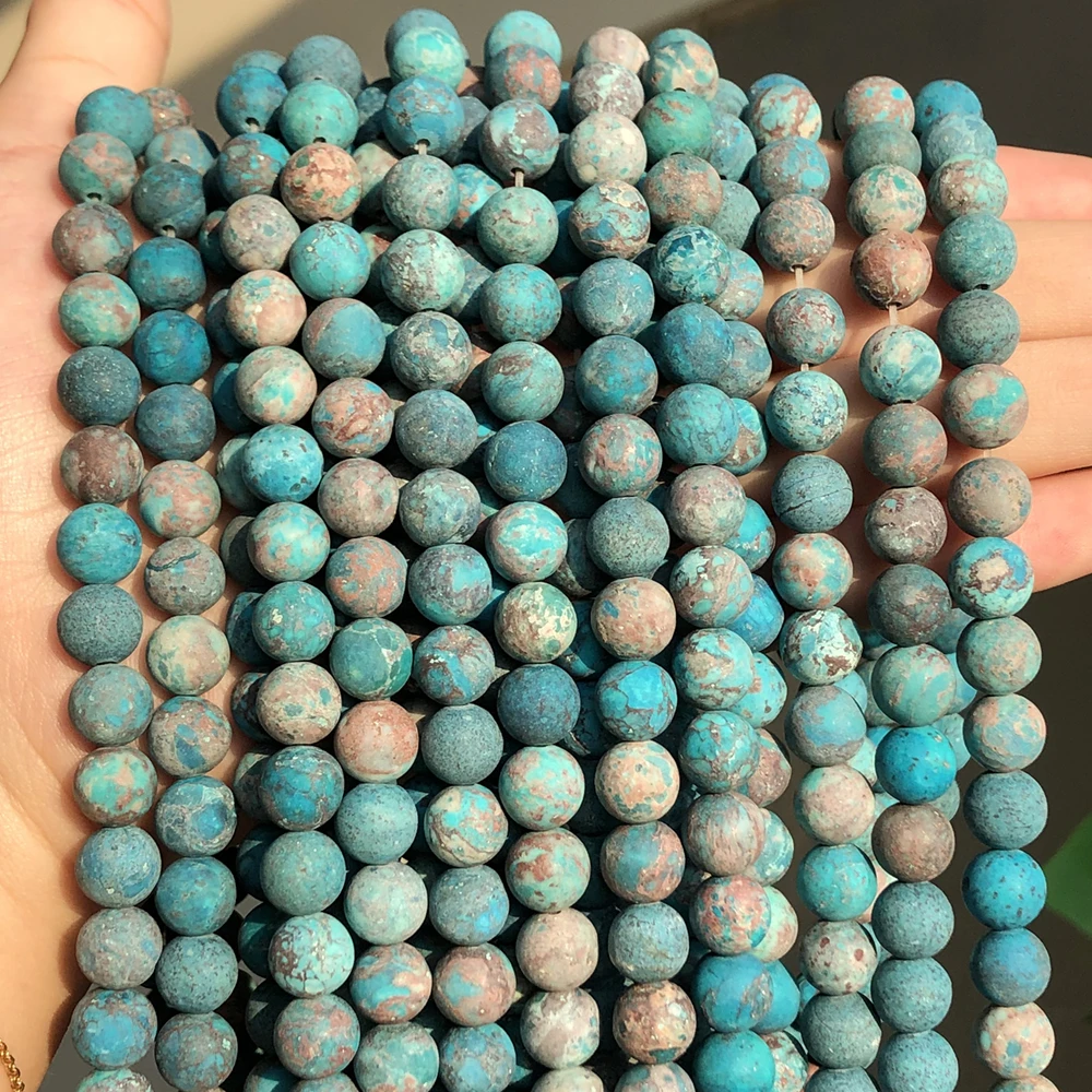 Turquoises Green Natural Stone Sea Sediment Jaspers Bead Round Loose Spacer Beads For Jewelry Making DIY Woman Bracelet 6/8/10mm