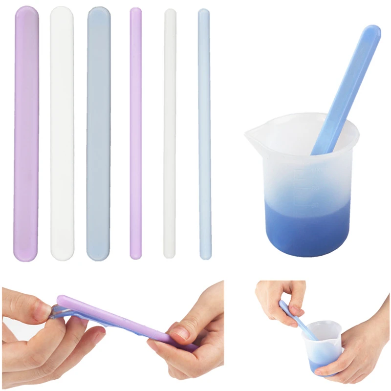 3pcs DIY Silicone Mirror Stirring Rod Resin Dripping Tool Material Round Flat Stirring Rod