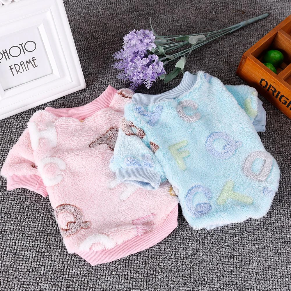 Chihuahua Puppy Clothes for Small Dogs Pink Fleece Soft Dog Clothing Outfit Pajamas Winter Pug Pet Clothes Blue S M L for Yorkie