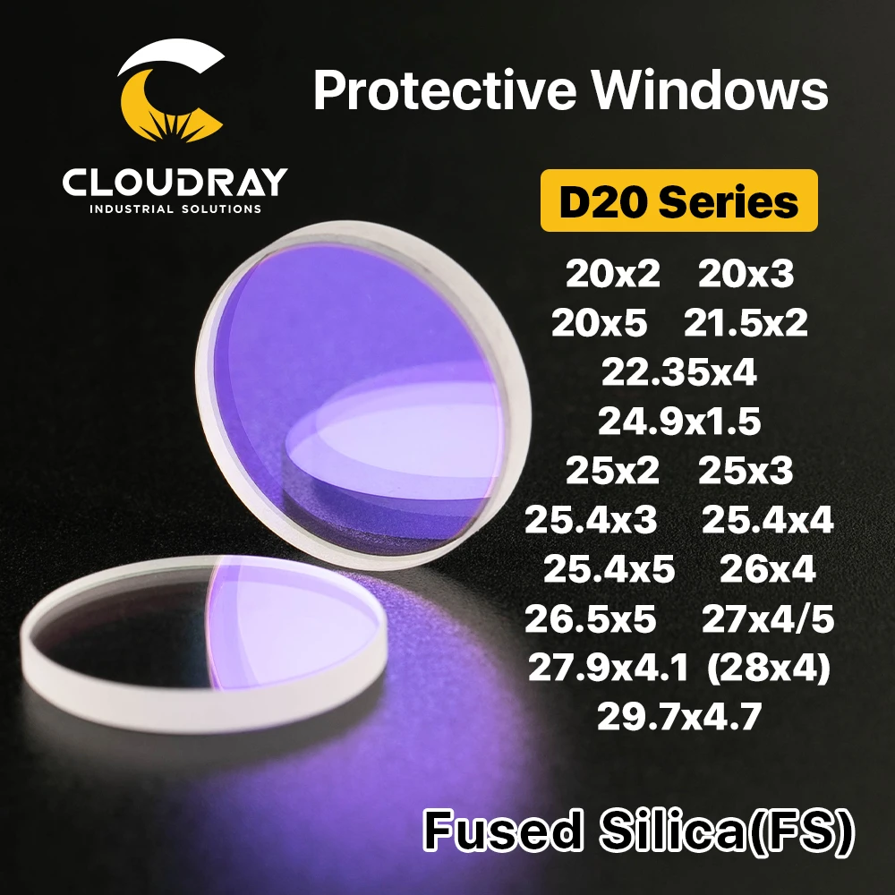 Cloudray Laser Protective Windows D20 - D29 Series Quartz Fused Silica for Fiber Laser 1064nm Precitec Raytools WSX