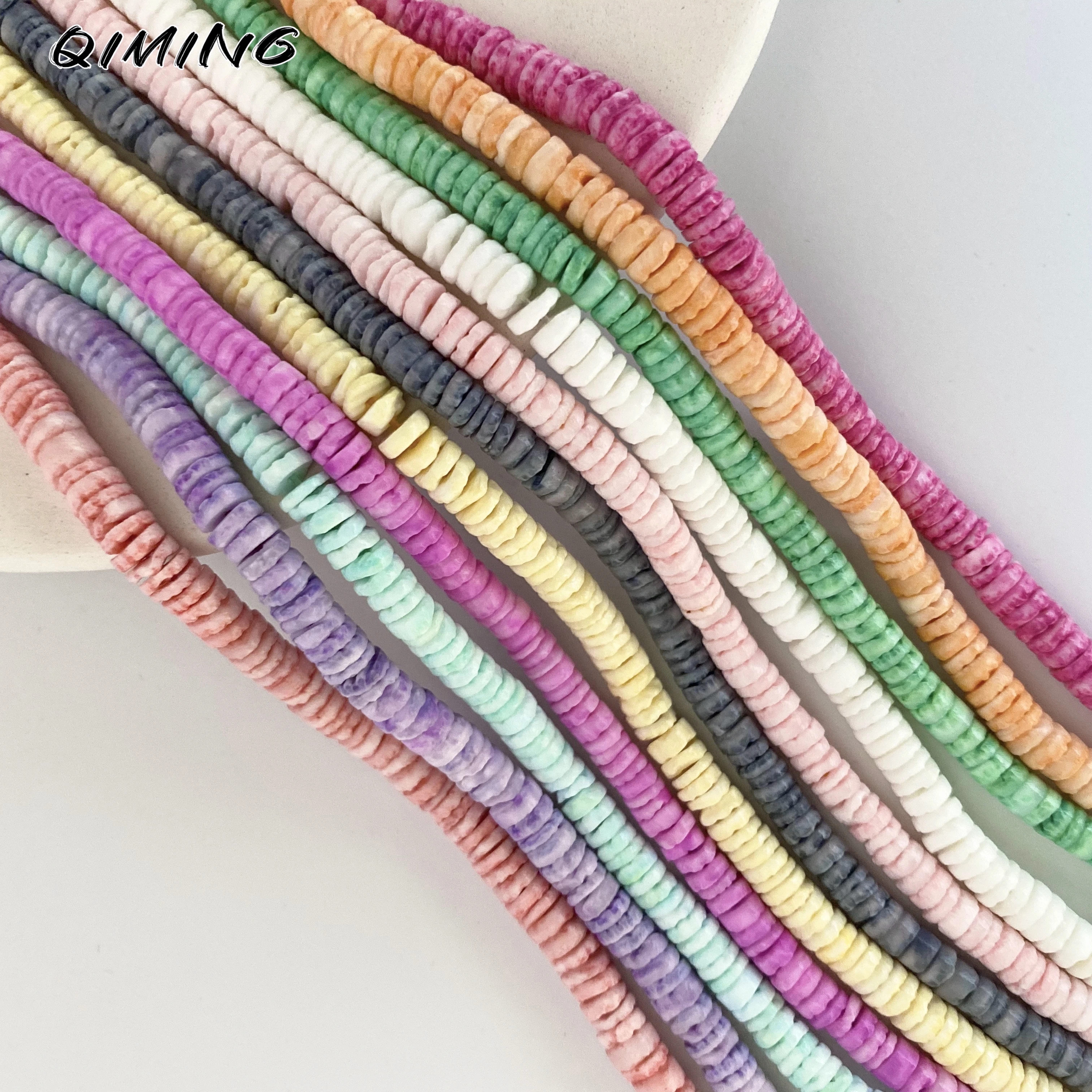 3-4/5-6/7-8mm Natural Shell Small Heishi Beads Spacer Loose Beads Dyed Shell Making Jewelry Bracelets Necklace
