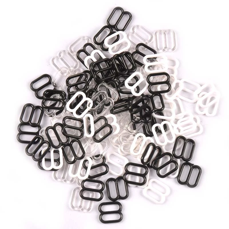 100pcs Metal/plastic Buckles Wedding Card Ribbon Adjuster For Hair Jewelry Decoration DIY Underwear Accessories Buckle C2407