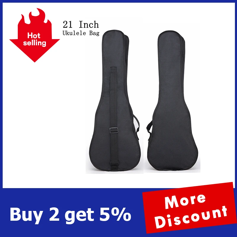 Portable Durable 21 Inch Black Ukulele Bag Soft Case Monolayer Bag Single Shoulder Backpack Padded  Musical Instrument