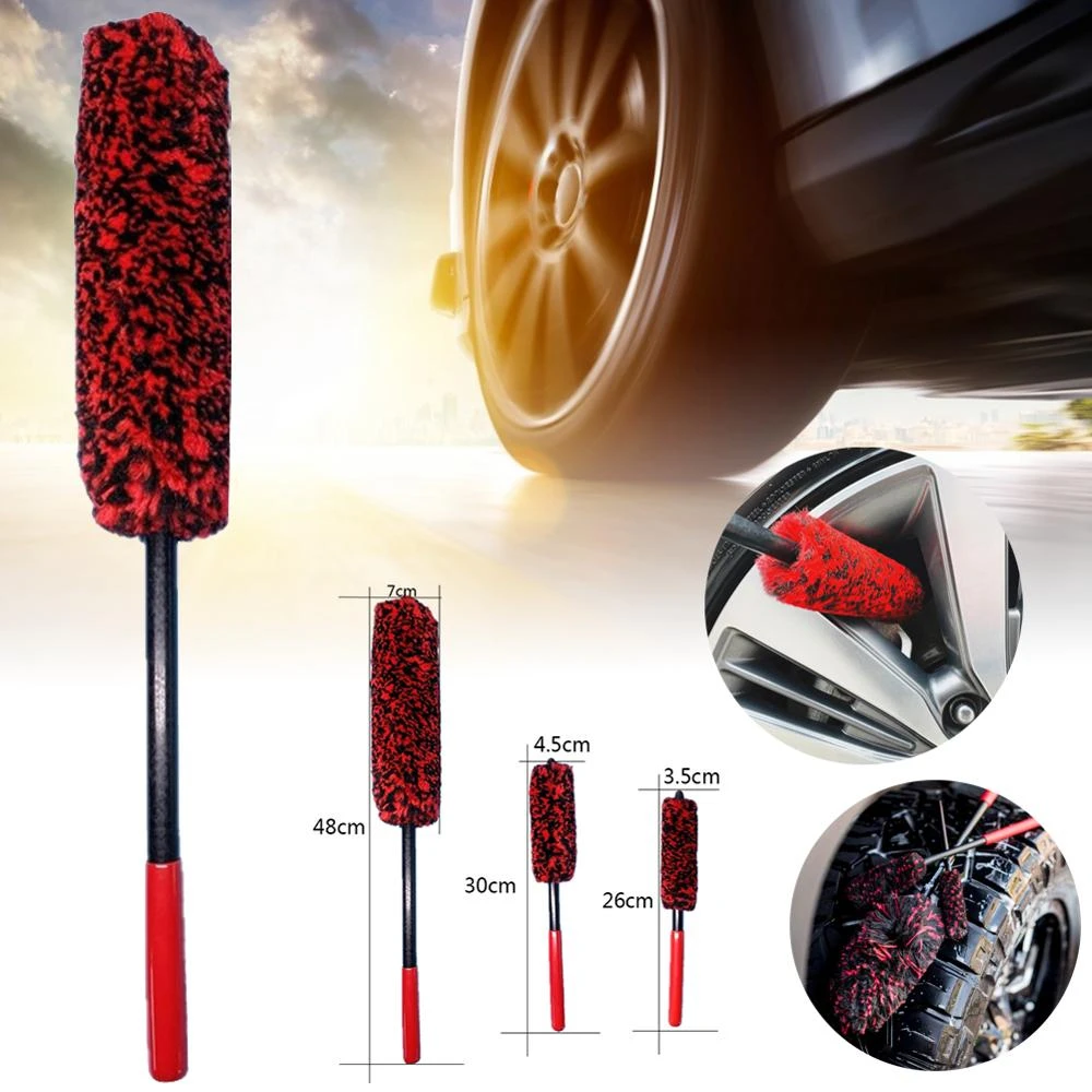 Discount!Auto Car Wheel Hub Cleaning Brush Flexible  Long Handle Premium Wool Car Rim Brushes Soft Fiber Car Tire Cleaning Brush