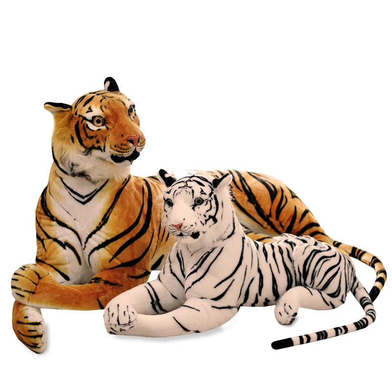30-110cm Lifelike Tiger Leopard Plush Toys Soft Wild Animals Simulation White Tiger Jaguar Doll Children Kids Birthday Gifts