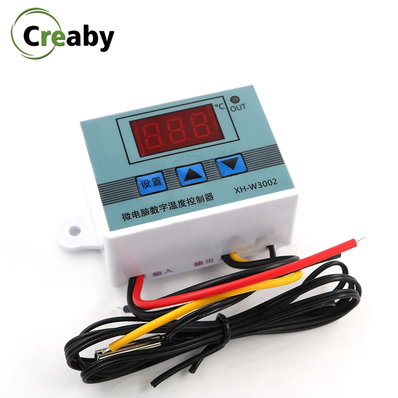 XH W3002 LED Digital Thermostat Temperature Controller DC 12V DC 24V AC 110V-220V NTC Sensor Therm Control Switch Relay Out