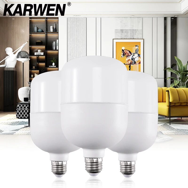 KARWEN Lampada LED Bulb E27 No Flicker LED Lamp 5W 10W 15W 20W 30W Bomlillas LED Ampoule Blub 220V For Indoor Home Table Lamp