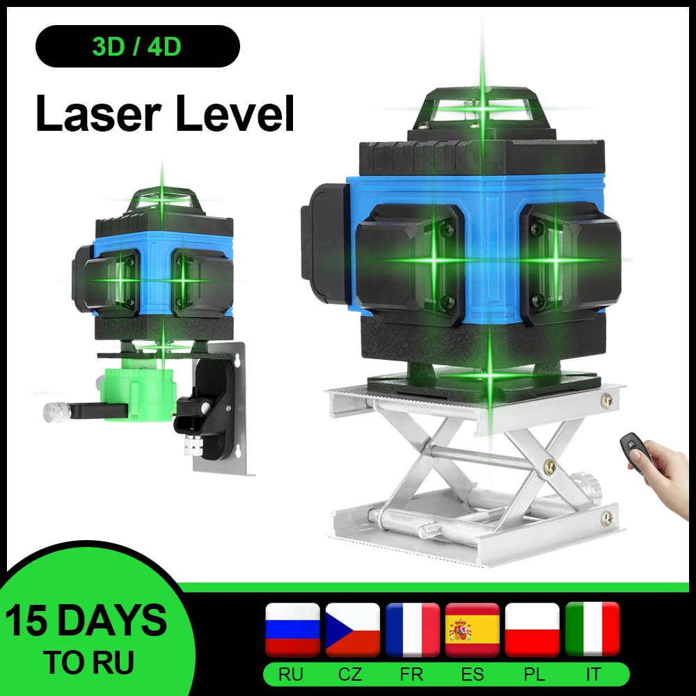 12/16 Lines Laser Level 3D 4D Self-Leveling Laser Level 360 Laser Leveling Device Horizontal Vertical Cross Line Remote Control