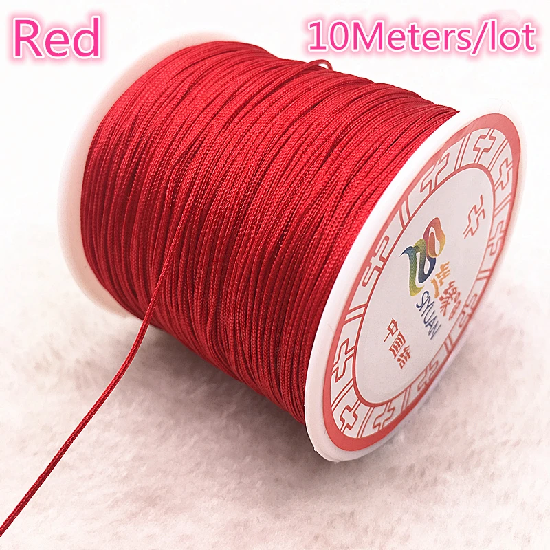 10Meters/lot 0.8/1.0mm Red Nylon Cord Thread Chinese Knot Macrame Cord Bracelet Braided String DIY Tassels Beading Thread