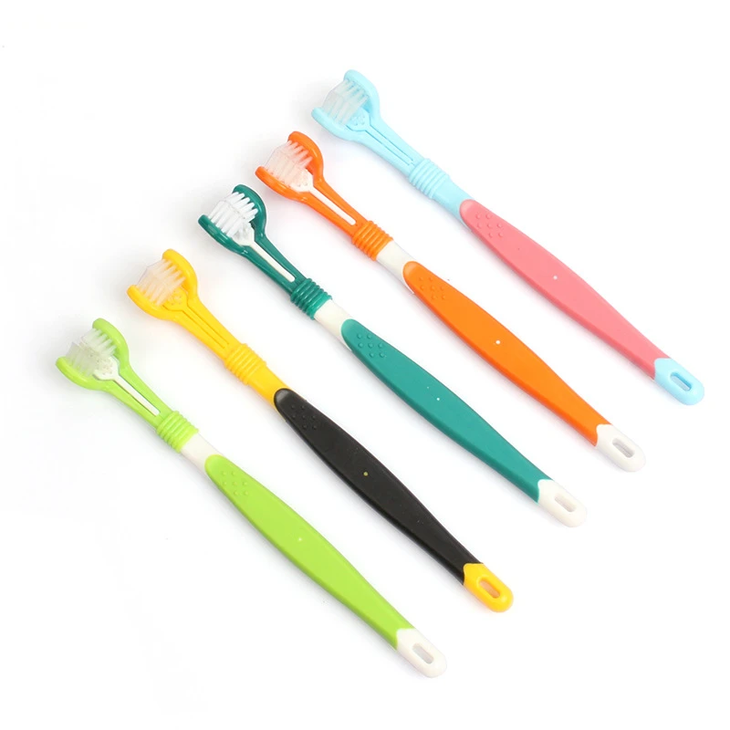 Pet Toothbrush Three-Head Toothbrush Multi-angle Brushing Teeth Cleaning To Remove Bad Breath Dog Cat Toothbrush