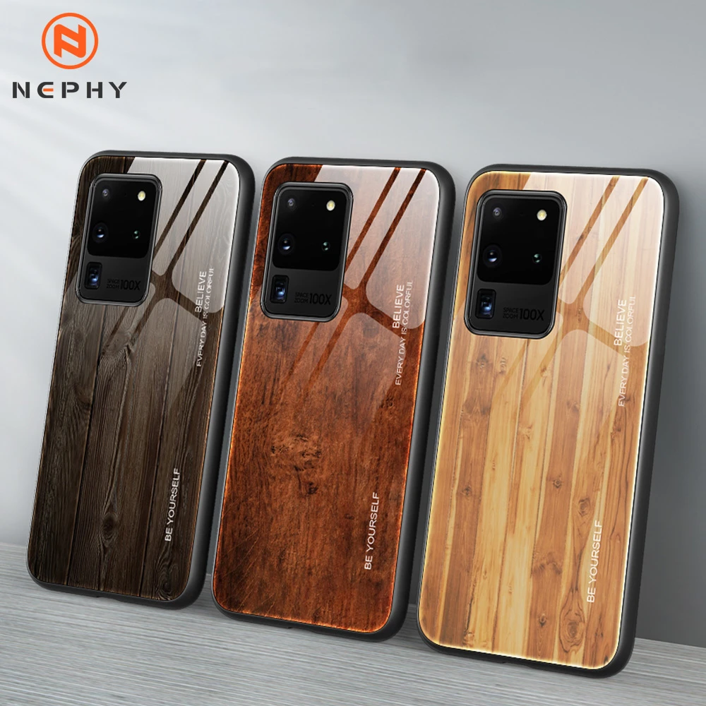 Wooden Tempered glass Case For Samsung Galaxy S9 S10 S20 Ultra Plus 5G Note 9 10 Pro Lite A10 A30 A50 A70 A80 Mobile Phone Cover