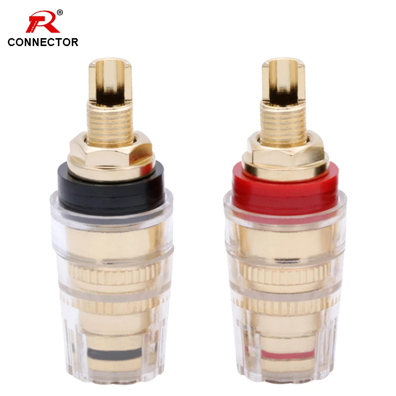 8pcs/4pairs Brass Gold Plated 4MM Binding Post HIFI Terminals Binding Banana Plug Connector for Speaker Amplifier Red+Black