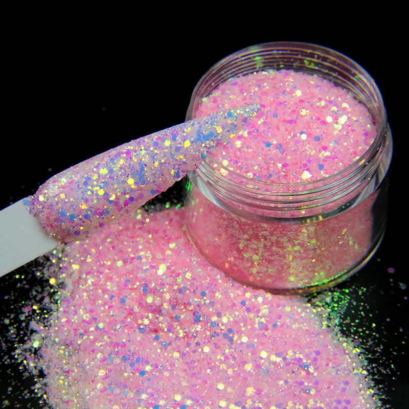 Holographic Laser Photochromic Nail Polish Glitter Powder Sequin Acrylic Paint Powder Decorative Nail Accessories XC01