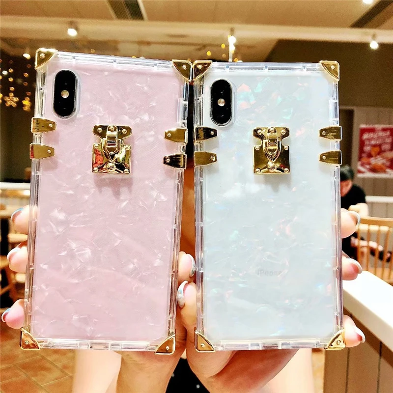 Luxury Square Clear TPU Case For iPhone 11 12 13 Mini Pro Max Soft Silicone Bling Phone Cover X XS Max XR 6 6S 7 8 Plus SE 2020