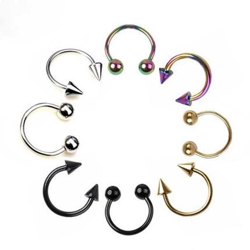10Pcs/Lot Surgical Stainless Steel Ball Sharp Eyebrow Nostril Nose Tongue Labret Lips Ring Body Piercing Jewelry