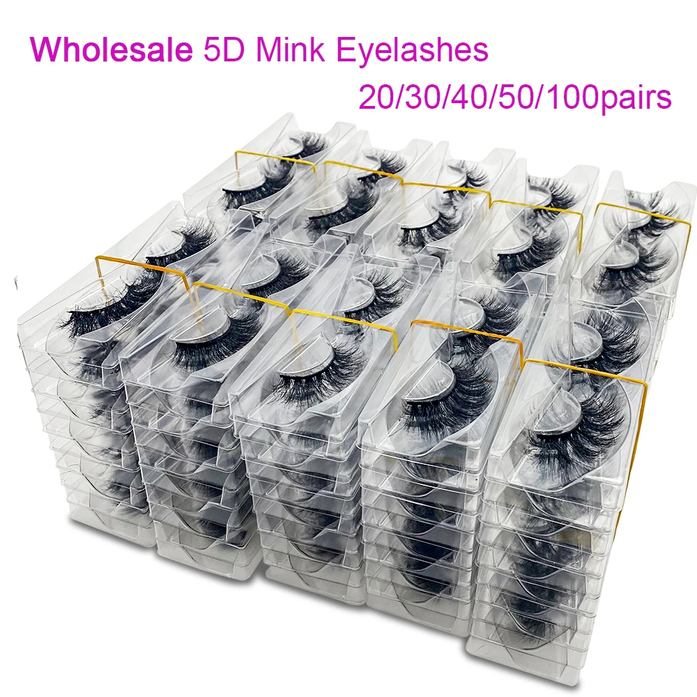 20/50/100Pairs Wholesale Mink Lashes 3D Mink Eyelashes 100% Cruelty free Lashes Handmade Reusable Natural False Lashes Makeup