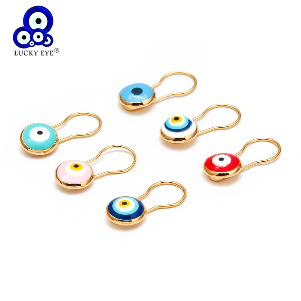 Lucky Eye Colorful Turkish Evil Eye Brooch Pin Gold Color Dropping Oil Brooch Gifts for Women Girls Men Fashion Jewelry BD210