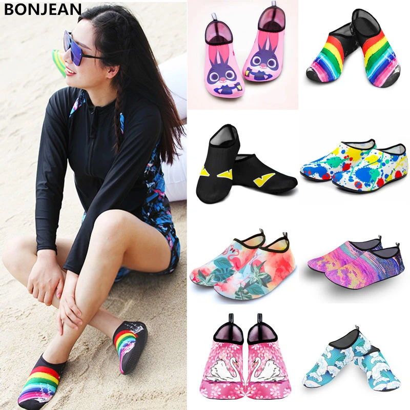 Men Women Water Shoes Swimming Socks Printing Color Summer Aqua Beach Sneakers Seaside Sneaker Socks Slippers For Men Women