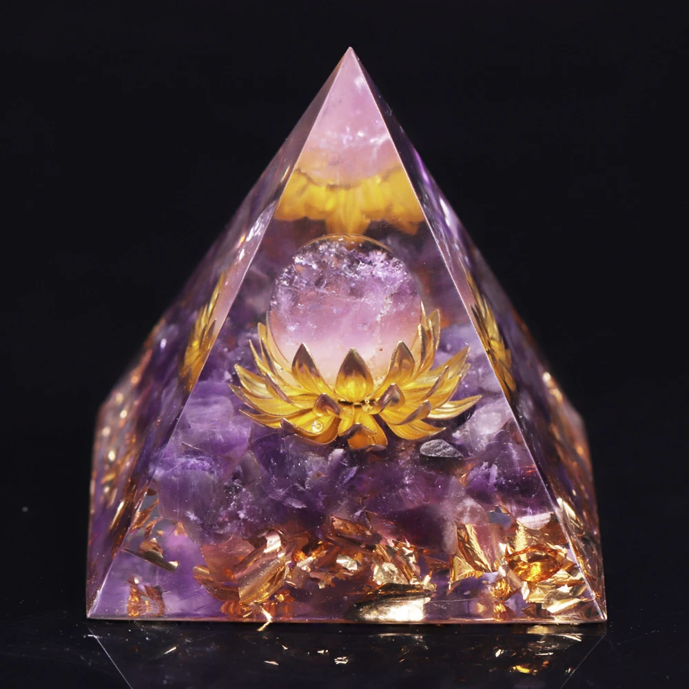 Healing Crystals Chakra Stones Emf Protection Orgone Pyramid Reiki Energy Meditation Pyramid For Positive Energy With Quartz