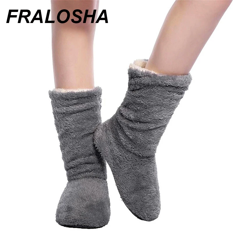 FRALOSHA Wholesale Women's  Plush Home Slippers Coral Fleece Indoor Floor Sock Winter Foot Super Soft Warm Bottom Slippers