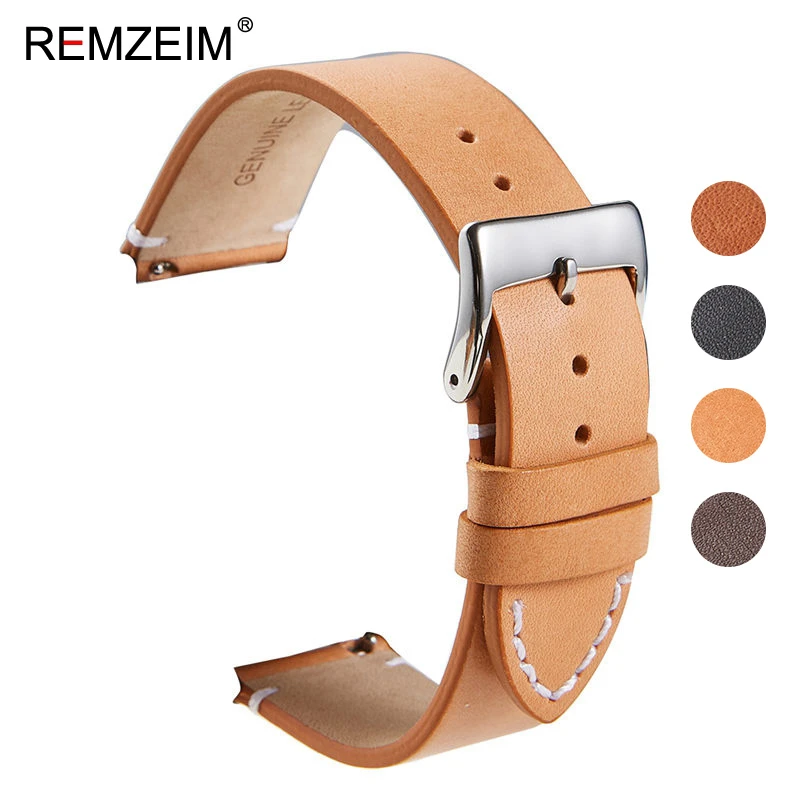 REMZEIM Calfskin Leather Watchband Quick Release Watch Band 16mm 18mm 20mm 22mm 24mm Smart Watch Strap Watches Accessories