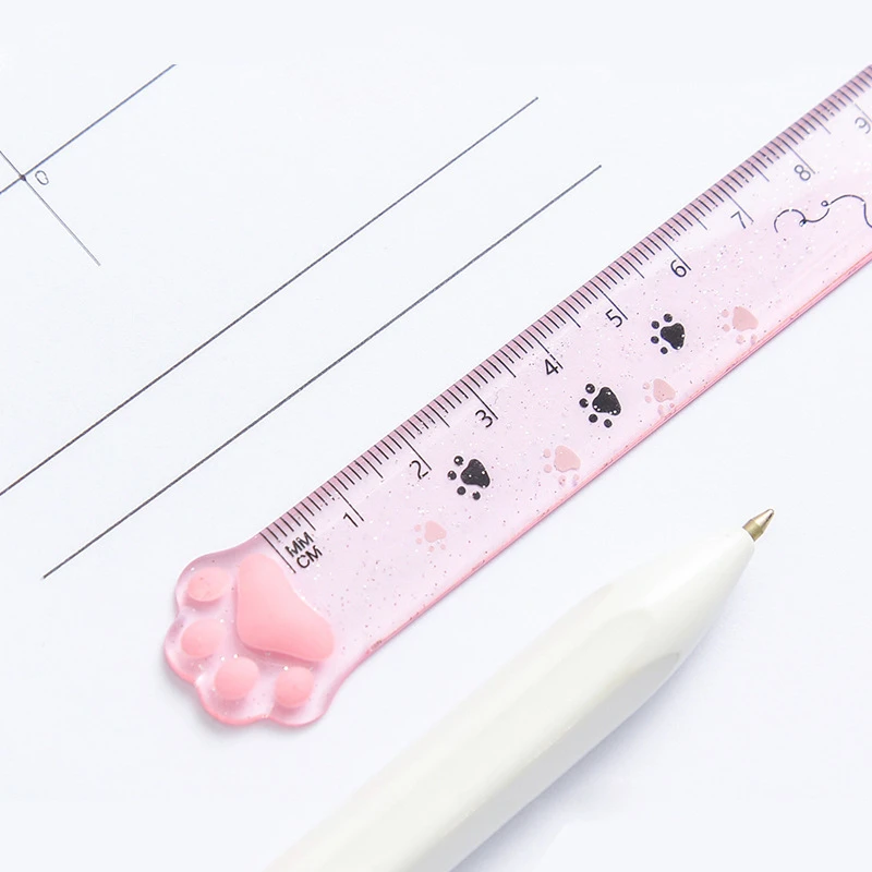 1 Pcs Lytwtw's Cute Kitty Cat Paw Straight Ruler Kawaii Stationery Funny Drawing Gift Korean Office School Measuring Drawing