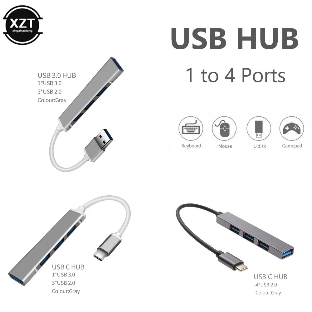 USB 3.1 C HUB 4 Port USB 3.0 Type C to USB 2.0 3.0 Splitter Converter OTG Adapter Cable for Macbook Pro iMac PC Laptop Notebook