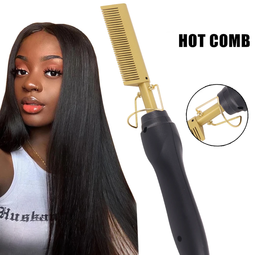 2 in 1 Hot Comb Straightener Electric Hair Straightener Hair Curler Wet Dry Use Hair Flat Irons Hot Heating Comb For Black Hair