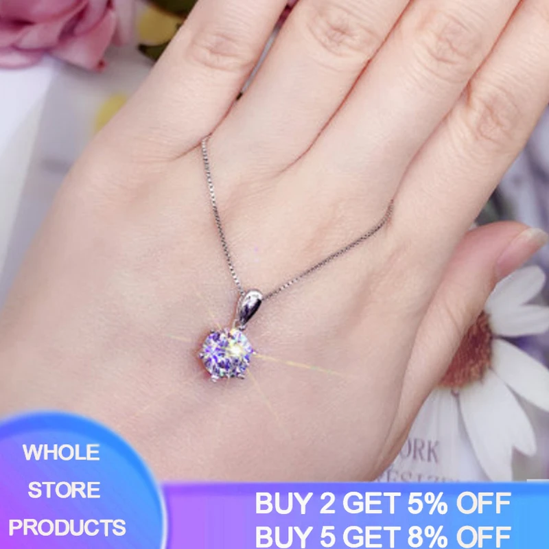 Sell at a loss! Luxury Classic 1ct Lab Diamond Pendant Necklace With Box Chain White Gold Color Silver 925 Necklace Women Gift