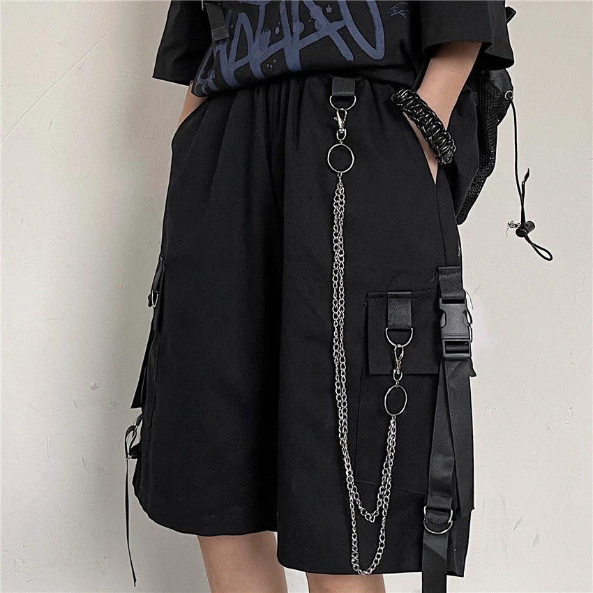 Men's Shorts Hot 2021 Summer Casual Fashion Style Boardshort Bermuda Male Drawstring Elastic Waist With Chain Beach Shorts Men