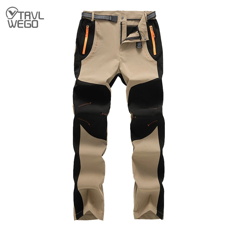 TRVLWEGO Outdoor Men Elasticity Quick Dry Pants Ultra-light Hiking Climbing Travel Camping UV Proof Malel Sports Trousers