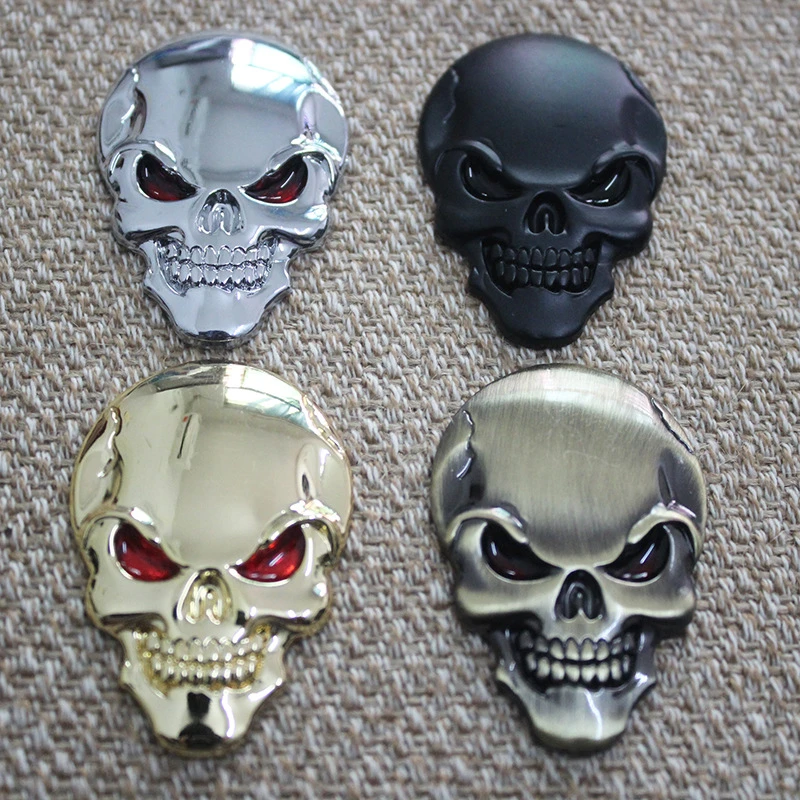 1Pcs Fashion 3D Skull Zinc Alloy Metal Car Sticker for Car Motorcycle Logo Skull Emblem Badge Car Styling Stickers