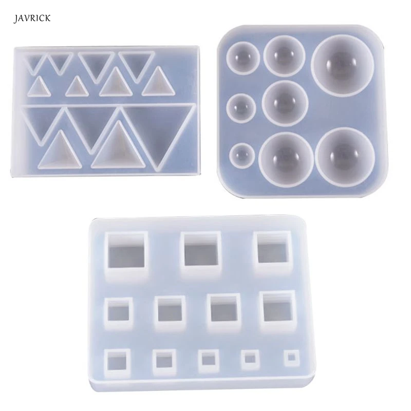 DIY Earrings Pendant Gemstone Making Silicone Mould Triangle Round Epoxy Mold UV Resin Crafts Molds