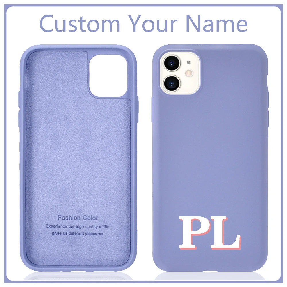 Custom Name Initials Phone Case for iPhone 13 Funda 12 Mini 11 Pro Max SE 2020 Silicone Case 8 Plus 6 6S 7P X XS XR DIY Coque