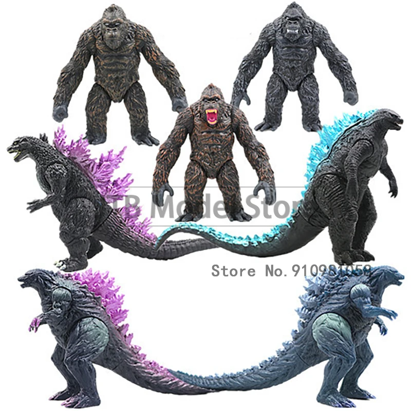 Godzilla VS King Kong Figure Action Anime Figurine Q Version 6 Inch Statue ABS Soft Glue Monster Doll Model Ornaments Toys Figma