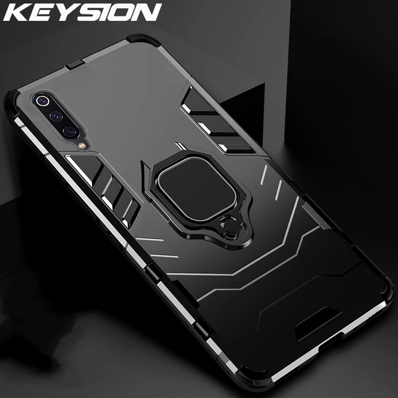 KEYSION Shockproof Armor Case For Xiaomi Mi A3 A3 Lite CC9e Mi 9T Pro 9 SE F1 Stand Ring Phone Cover for redmi note 7 7A 5 6 pro