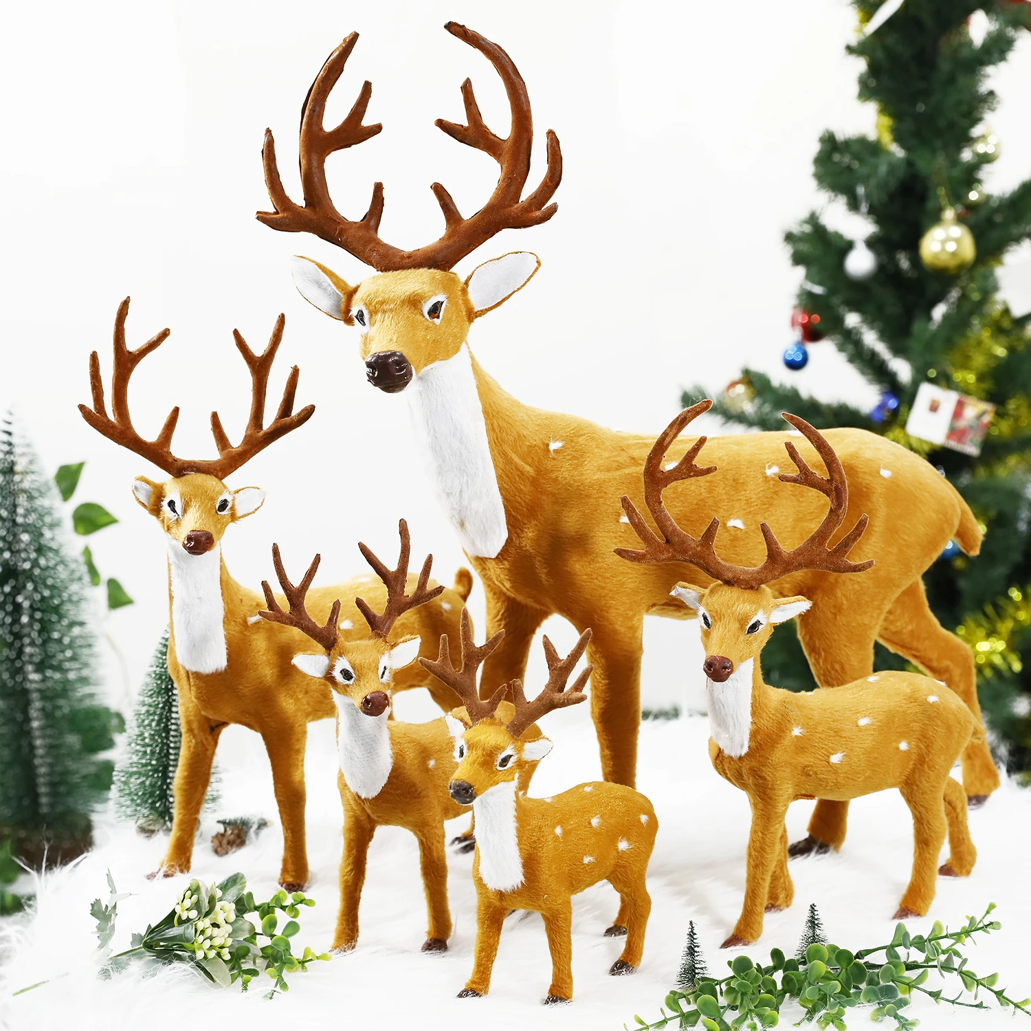 1Pc Plush Reindeer Christmas Deer Doll Xmas Elk Simulation Christmas Decorations For Home Merry Christmas Gift New Year Ornament