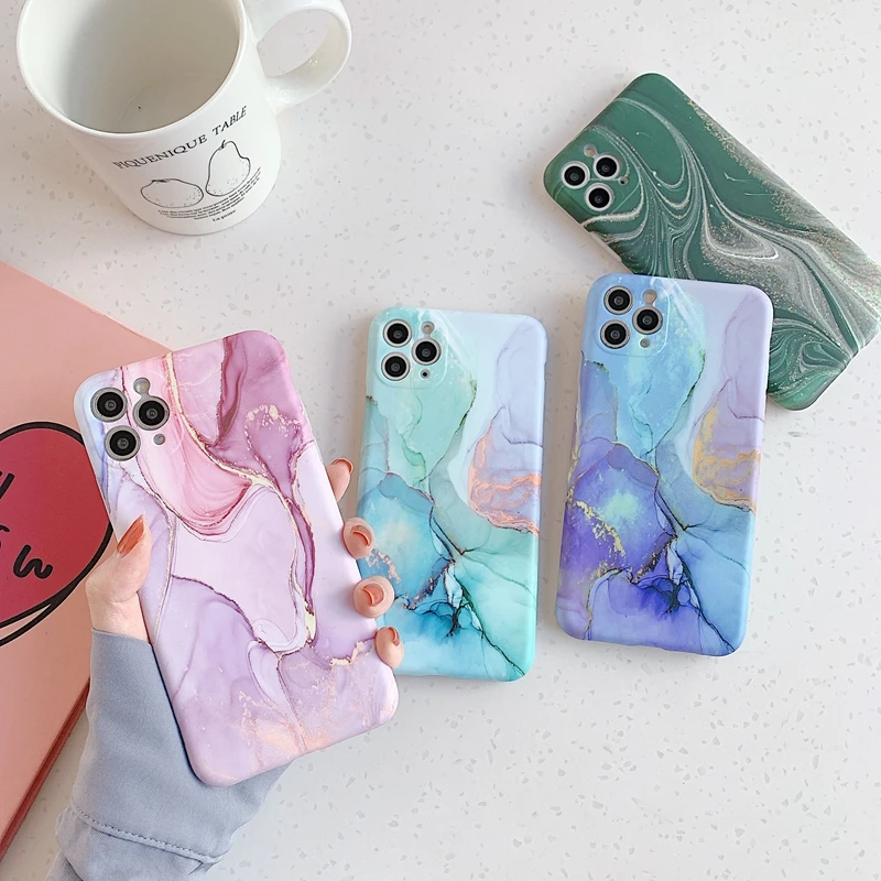 Luxury Marble Phone Case For iPhone 11 12 13 Pro Max XS X XR 7 8 Plus mini Shockproof SE 2020 Soft Silicone Matte Cases Cover