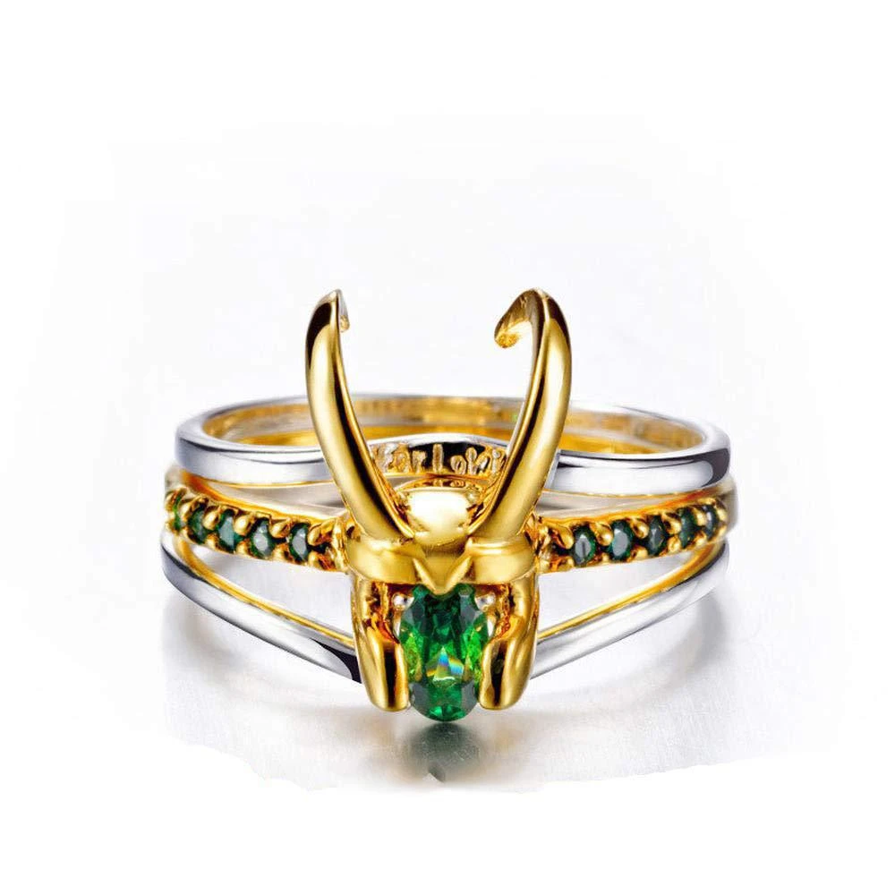 Movie Superhero Thor Loki Helmet Pack of 3 Stacking Unisex Gold-plating Rings Men Charm Jewelry Women Valentine's Day Gift