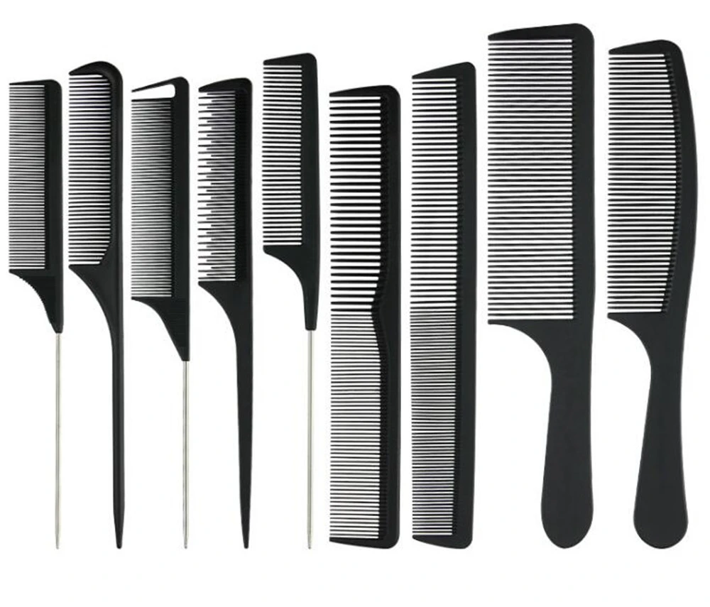 Carbon Fiber Double-Headed Black Steel Needle Tail Salon Home Hairdressing Styling Plastic Comb E063