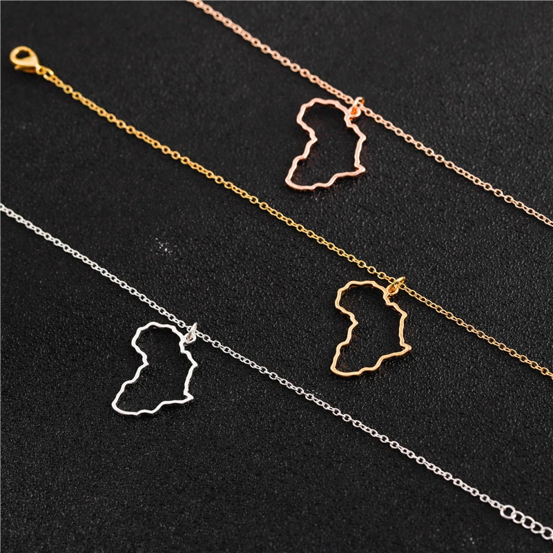 Necklaces Motherland Necklace Fashion Female Simple For Creative Rose Gold Map Women Chain Africa Ladies Party Pendants Jewelry