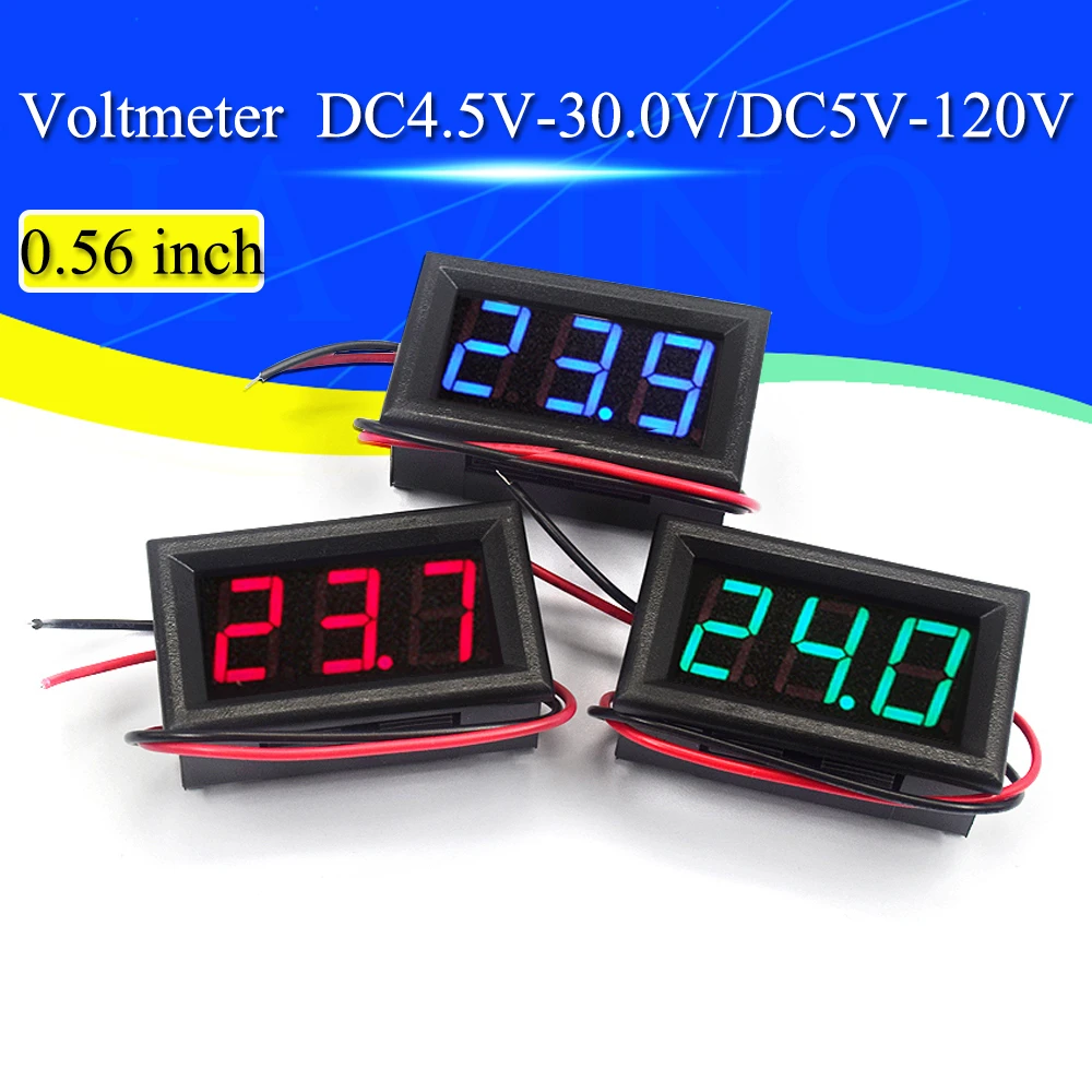 Digital Voltmeter DC 4.5V to 30V Digital Voltmeter Voltage Panel Meter Red/Blue/Green For 6V 12V Electromobile Motorcycle Car