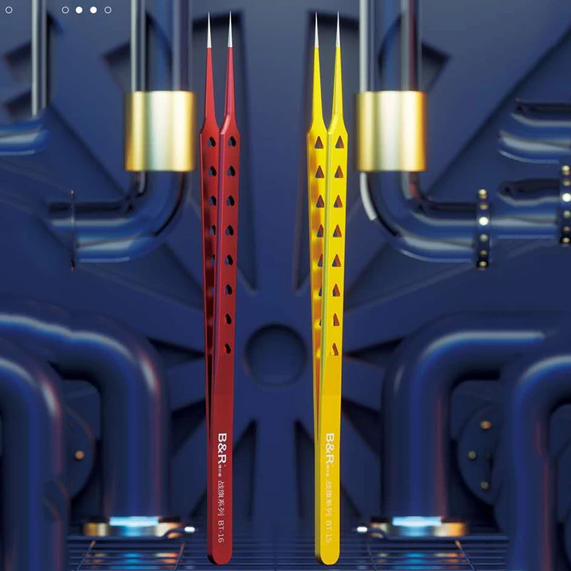 Newest B&R High-Precision Tweezers With Suture Steps Are Suitable For Disassembly And Phone PCB IC Precision Parts Repair Tools