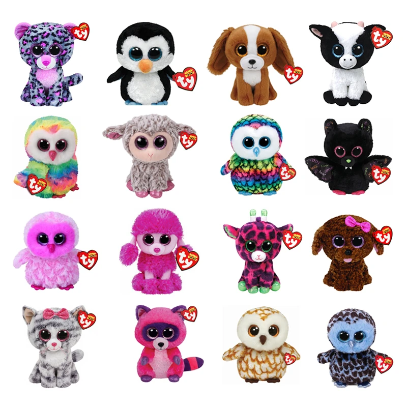Ty Beanie Boos Cat Stuffed Animal Fox Fog Owl Unicorn Toys Doll Gift 15cm