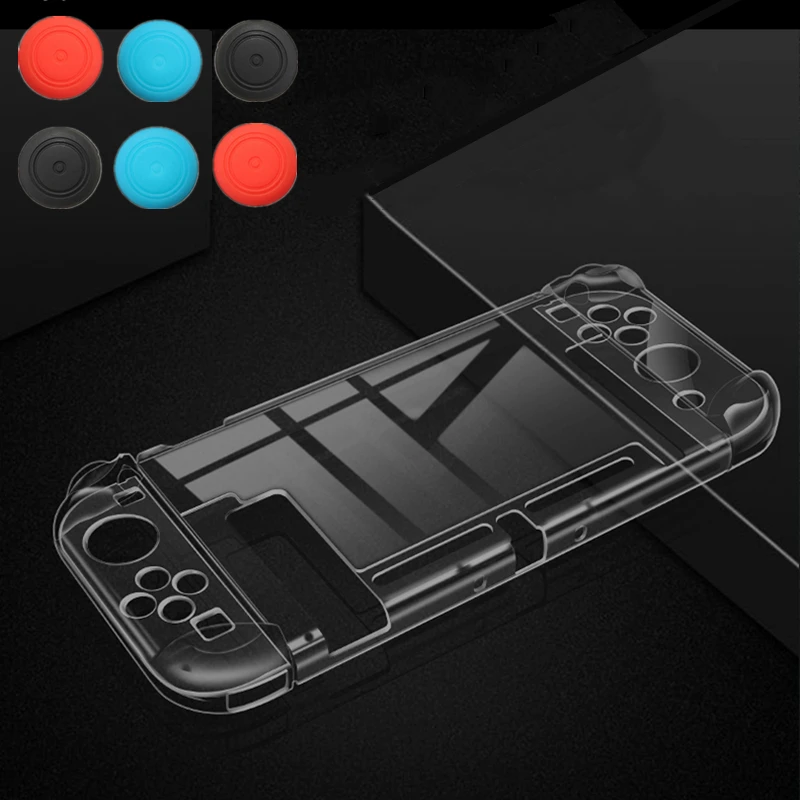 Transparent Back Case for Nintendo Switch Soft TPU Shockproof Hybrid Case / Tempered Glass Screen Protector / Thumb Grips Caps