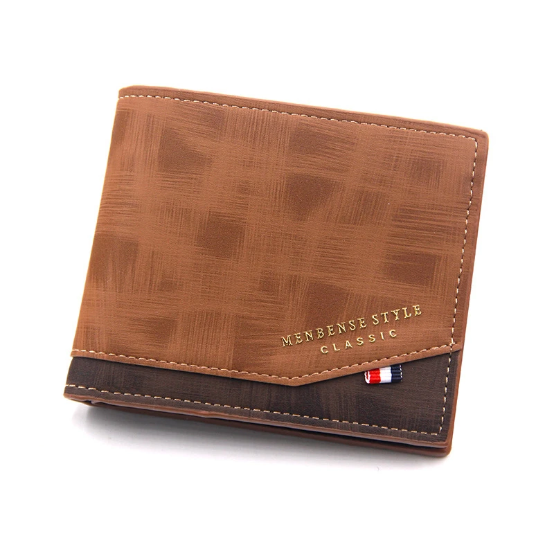 Men's Casual Wallet Short Money Bag Solid Color Leather Handbag Business Wallet Vintage Male Walltes Fashion Small Purses