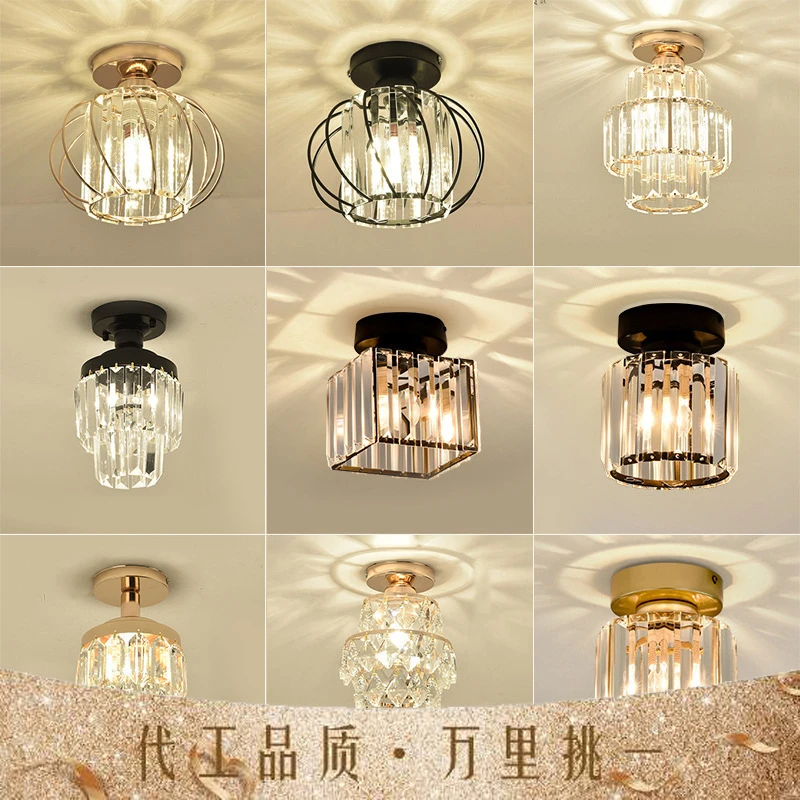 Modern Simple LED Crystal Lamp Entrance Porch Light Luxury Ceiling Lamp Creative Personality Balcony Corridor Lamp