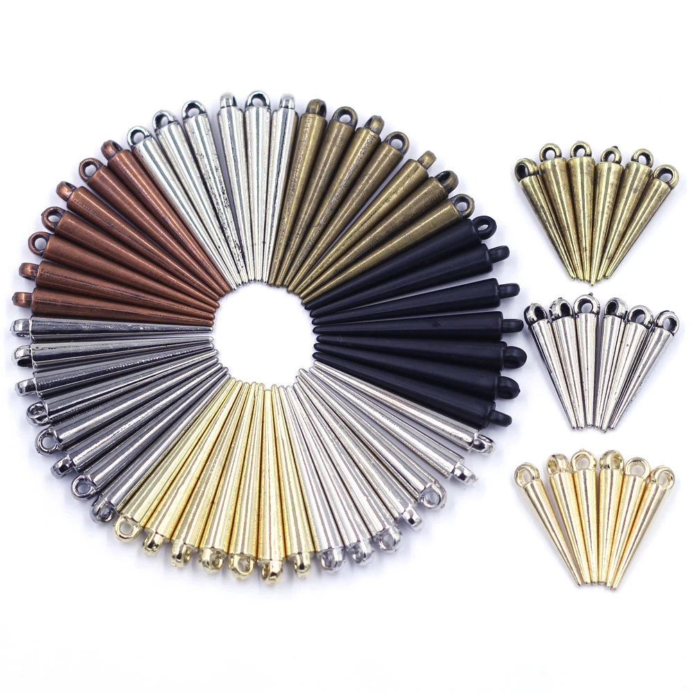 50Pcs Pendants Spike Tear Rivet Punk Studs and Spikes Earring Acrylic Cone For Bracelets Jewelry DIY Making Charms Findings